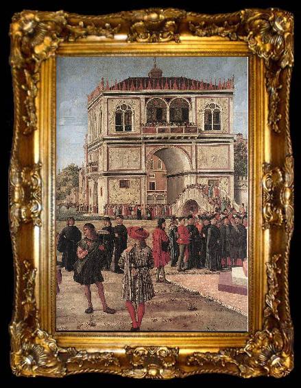 framed  CARPACCIO, Vittore The Ambassadors Return to the English Court (detail) fdg, ta009-2